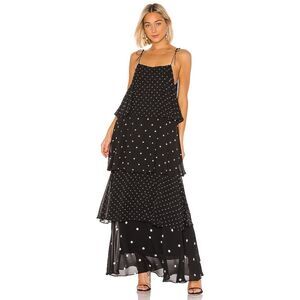 Anine Bing Daisy Polka Dot Tiered Maxi Dress